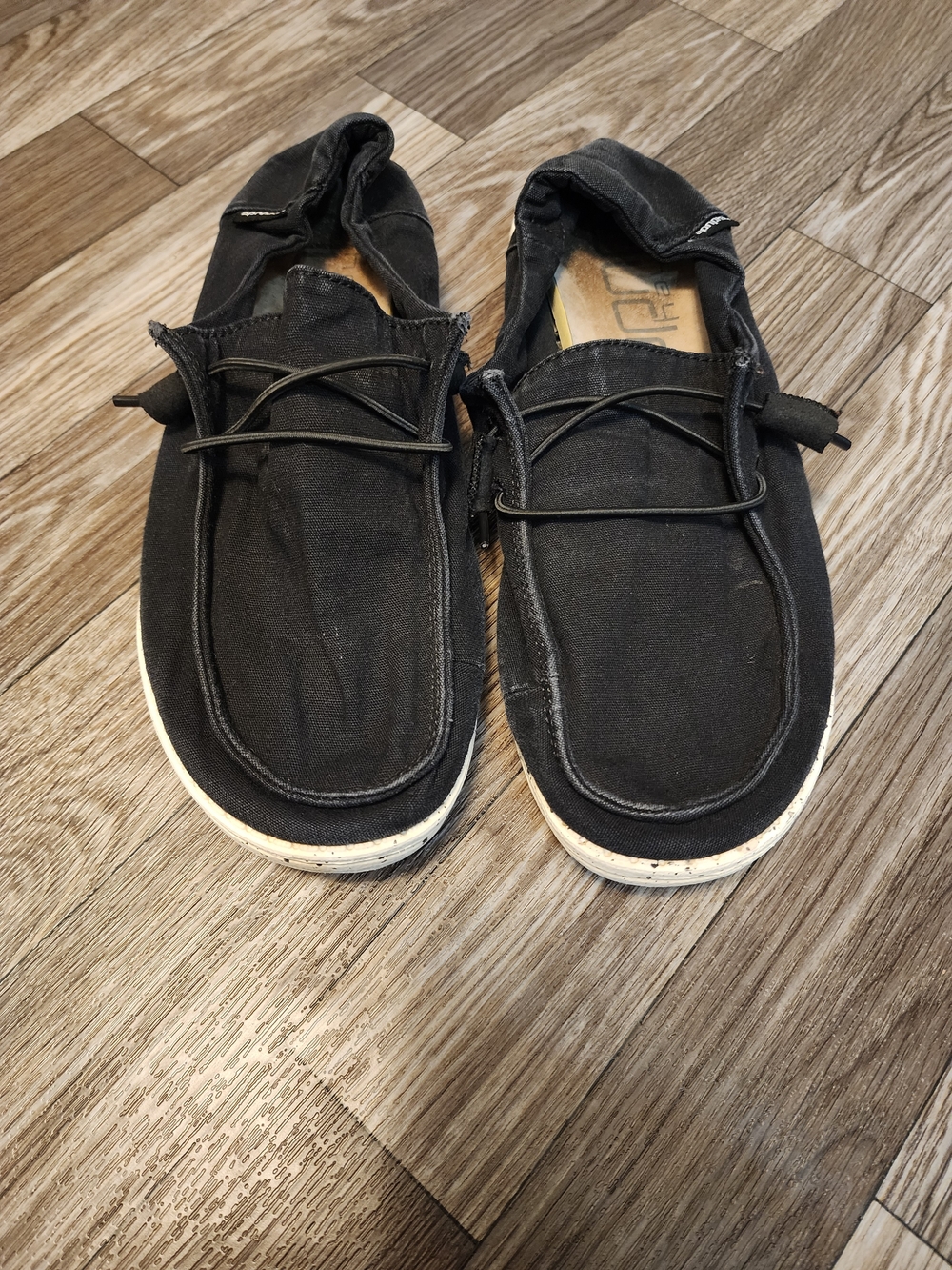Hey Dude Black Canvas Women's Slip-On Mules with White Sole